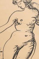 Vaszary János (1867-1939): Akt, Cinkográfia, papír, jelzett a nyomaton, üvegezett keretben, 40×28 cm