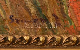 Szimon Jenő (1902-1978): Csendélet. Olaj, fa. Jelzett. Dekoratív fakeretben, 26x23 cm