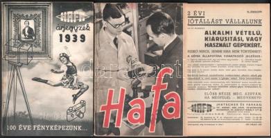 cca 1930-1943 Hatalmas, vegyes fotós árjegyzék, 36 db, közte 
Hatschek és Farkas (HAFA, cca 1938-19...