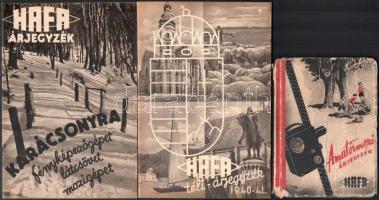 cca 1930-1943 Hatalmas, vegyes fotós árjegyzék, 36 db, közte 
Hatschek és Farkas (HAFA, cca 1938-19...