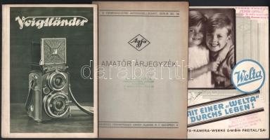 cca 1930-1943 Hatalmas, vegyes fotós árjegyzék, 36 db, közte 
Hatschek és Farkas (HAFA, cca 1938-19...