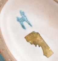 Rerto ikebana váza, mázas kerámia, jelzett, hibátlan 20x16 cm