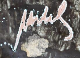 Mihály Béla ikebana, kerámia, jelzett, kis lepattanásokkal 20x18 cm