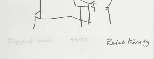 Reich Károly (1922-1988): Vigyázó kezek. Nyomat, papír, jelzett a nyomaton, számozott (44/50). Üvege...