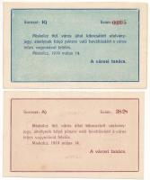 1919. Miskolc 10K "K 00095" + 20K "A 3828" városi szükségpénz T:AU
Hungary / Mi...