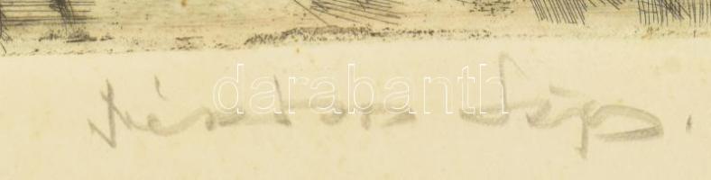 Mészáros Lajos (1925-1971): Patak. Rézkarc, papír. Jelzett. 29x39 cm