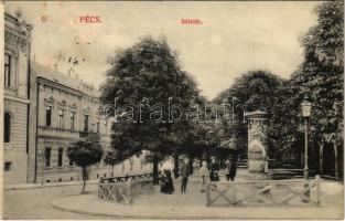 1916 Pécs, Sétatér, hirdetőoszlop. Fürst Lipót kiadása (fl)