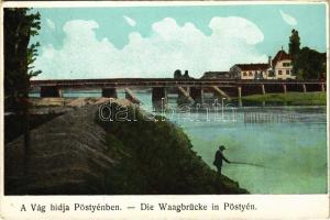 1915 Pöstyén, Piestany; Vág hídja. Gipsz H. kiadása / Die Waagbrücke / Váh bridge (EK)