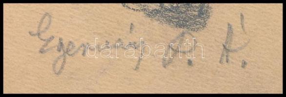 Egerváry Potemkin Ágost (1858-1930): Vásári jelenet. Ceruza, ceruza, papír, jelzett, kétoldalas 20x2...