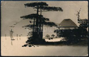 1910 Képeslap 5h bérmentesítéssel Pekingből a bokszerlázadás időszakából osztrák hadihajóról küldve ...