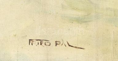 Fried Pál (1893-1955): Női akt. Olaj, vászon, jelzett. Dekoratív, sérült fakeretben, 60×80 cm / Pál ...