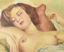 Fried Pál (1893-1955): Női akt. Olaj, vászon, jelzett. Dekoratív, sérült fakeretben, 60×80 cm / Pál ...