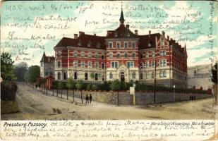 1905 Pozsony, Pressburg, Bratislava; Mária védő árvaház. Verlag Bediene dich allein / Waisenhaus Maria-Schutz / orphanage (kopott sarkak / worn corners)