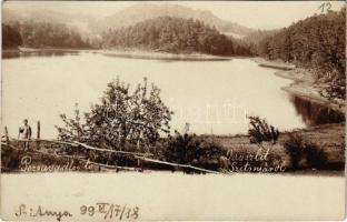 1899 (Vorläufer) Selmecbánya, Schemnitz, Banská Stiavnica; Üdvözlet Szitnyáról. Pocsuvadlói tó (Bacsófalva) / Sitno / mountain, Pocuvadlo lake