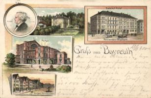 Bayreuth Railway station, Restaurant Wichart and Richard Wagner Litho