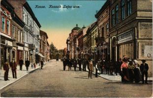 1915 Kassa, Kosice; Kossuth Lajos utca, Heilman Henrik üzlete / street view, shops (EK)