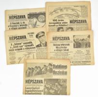 1962-1963 Népszava 5 száma, űrhajózással kapcsolatos címlapokkal, és cikkekkel.