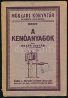 Knapp Oszkár: A kenőanyagok. Műszaki Könyvtár XXXIV. Bp., 1923, Népszava (Világosság-ny.), 87+(1) p. Kiadói papírkötés, sérült, a fűzéstől elvált borítóval.