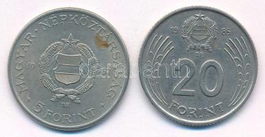 1967. 5Ft Cu-Ni "Kossuth" + 1985. 20Ft Cu-Ni T:XF patina