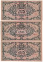 1945. 1000P (10x) sorszámkövetők "F 579 046019 - F 579 046028" T:AU / Hungary 1945. 1000 P...