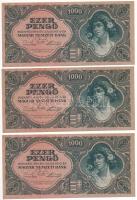 1945. 1000P (10x) sorszámkövetők "F 579 046019 - F 579 046028" T:AU / Hungary 1945. 1000 P...