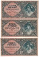 1945. 1000P (10x) sorszámkövetők "F 579 046019 - F 579 046028" T:AU / Hungary 1945. 1000 P...