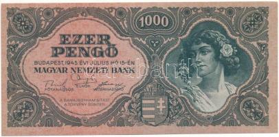 1945. 1000P (10x) sorszámkövetők "F 579 046019 - F 579 046028" T:AU / Hungary 1945. 1000 P...