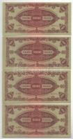 1945. 10.000P (4x) sorszámkövetők "L 868 085674- L 868 085678" T:AU / Hungary 1945. 10.000...
