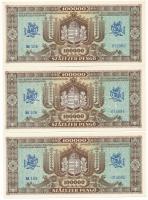 1945. 100.000P (10x) sorszámkövetők "M 108 015083 - M 108 01592" T:AU / Hungary 1945. 100....