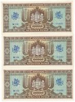 1945. 100.000P (10x) sorszámkövetők "M 108 015083 - M 108 01592" T:AU / Hungary 1945. 100....
