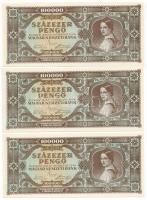 1945. 100.000P (10x) sorszámkövetők "M 108 015083 - M 108 01592" T:AU / Hungary 1945. 100....