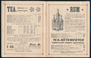 1912 Fiume, Gál János cs. és kir. udvari szálló árjegyzék. Gyarmatáru Értesítő 15. sz. 1912 nyári id...