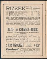 1912 Fiume, Gál János cs. és kir. udvari szálló árjegyzék. Gyarmatáru Értesítő 15. sz. 1912 nyári id...