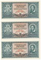 1945. 10.000.000P (10x) sorszámkövetők "O 073 032216 - O 073 032225" T:AU / Hungary 1945. ...