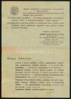 cca 1930 Zubek Bertalan és Társa puskaműves. Fegyver-vadászati-halászati és sport-czikkek raktárának...