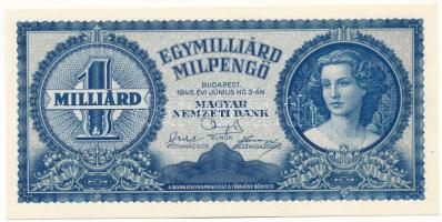 1946. 1.000.000.000MP (10x) T:AU / Hungary 1946. 1.000.000.000 Milpengő (10x) C:AU 
Adamo P34