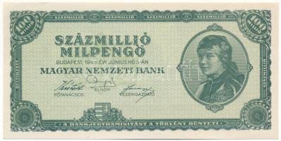 1946. 100.000.000MP (10x) T:AU / Hungary 1946. 100.000.000 Milpengő (10x) C:AU 
Adamo P33