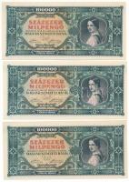 1946. 100.000MP (11x) sorszámkövetők "B 239 065051 - B 239 065061" T:AU / Hungary 1946. 10...