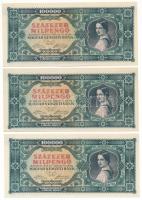 1946. 100.000MP (11x) sorszámkövetők "B 239 065051 - B 239 065061" T:AU / Hungary 1946. 10...