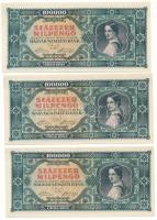 1946. 100.000MP (11x) sorszámkövetők "B 239 065051 - B 239 065061" T:AU / Hungary 1946. 10...