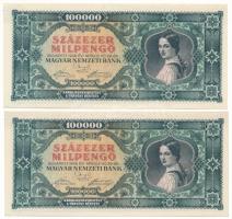 1946. 100.000MP (11x) sorszámkövetők "B 239 065051 - B 239 065061" T:AU / Hungary 1946. 10...