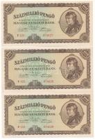 1946. 100.000.000P (9x) hármasával sorszámkövetők T:AU / Hungary 1946. 100.000.000 Pengő (9x) consec...