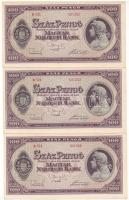 1945. 100P (7x) két részletben sorszámkövetők T:AU / Hungary 1945. 100 Pengő (7x) consecutive serial...