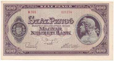 1945. 100P (7x) két részletben sorszámkövetők T:AU / Hungary 1945. 100 Pengő (7x) consecutive serial...