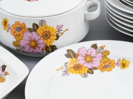 Alföldi 26 darabos virágmintás étkészlet, kis kopással, jelzéssel