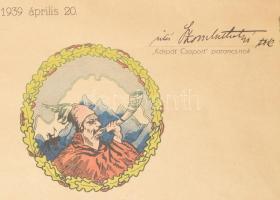 1939 Kárpát Csoport Parancsnokság dicsérő oklevele gyalogos részére, "Kárpátalja" országré...