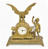 Kupido és sas figurákkal díszített Hideki asztali óra, bronz, hiányos, 31x12x34 cm