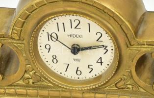 Kupido és sas figurákkal díszített Hideki asztali óra, bronz, hiányos, 31x12x34 cm