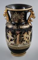 24k arannyal díszített görög váza, jelzéssel, hibátlan, m: 15 cm