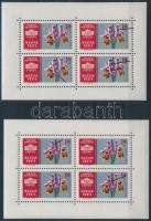 1961 Nemzetközi bélyegkiállítás 2 db 1,70Ft ezüst kisív eltolódott lila színnyomattal (virág) / 2 x Mi 1766 mini sheets with shifted violet colour